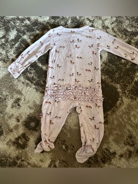 Magnetic Me Pink Horse Ruffle Footed One-Piece